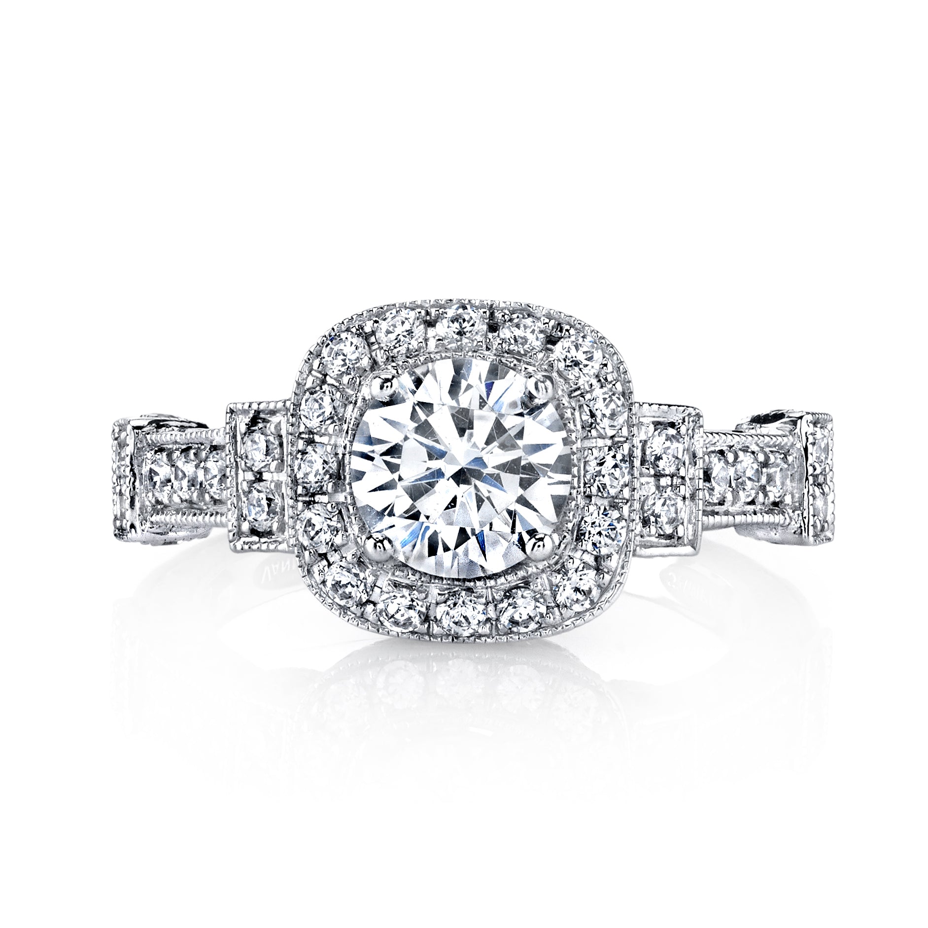 Hand Engraved Perfect Profile Diamond Ring Style 18RGL00203DCZ