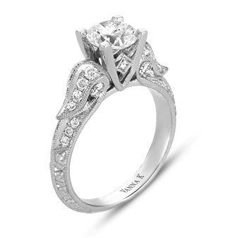 Hand Engraved Perfect Profile Diamond Ring Style 18RGL00207DCZ