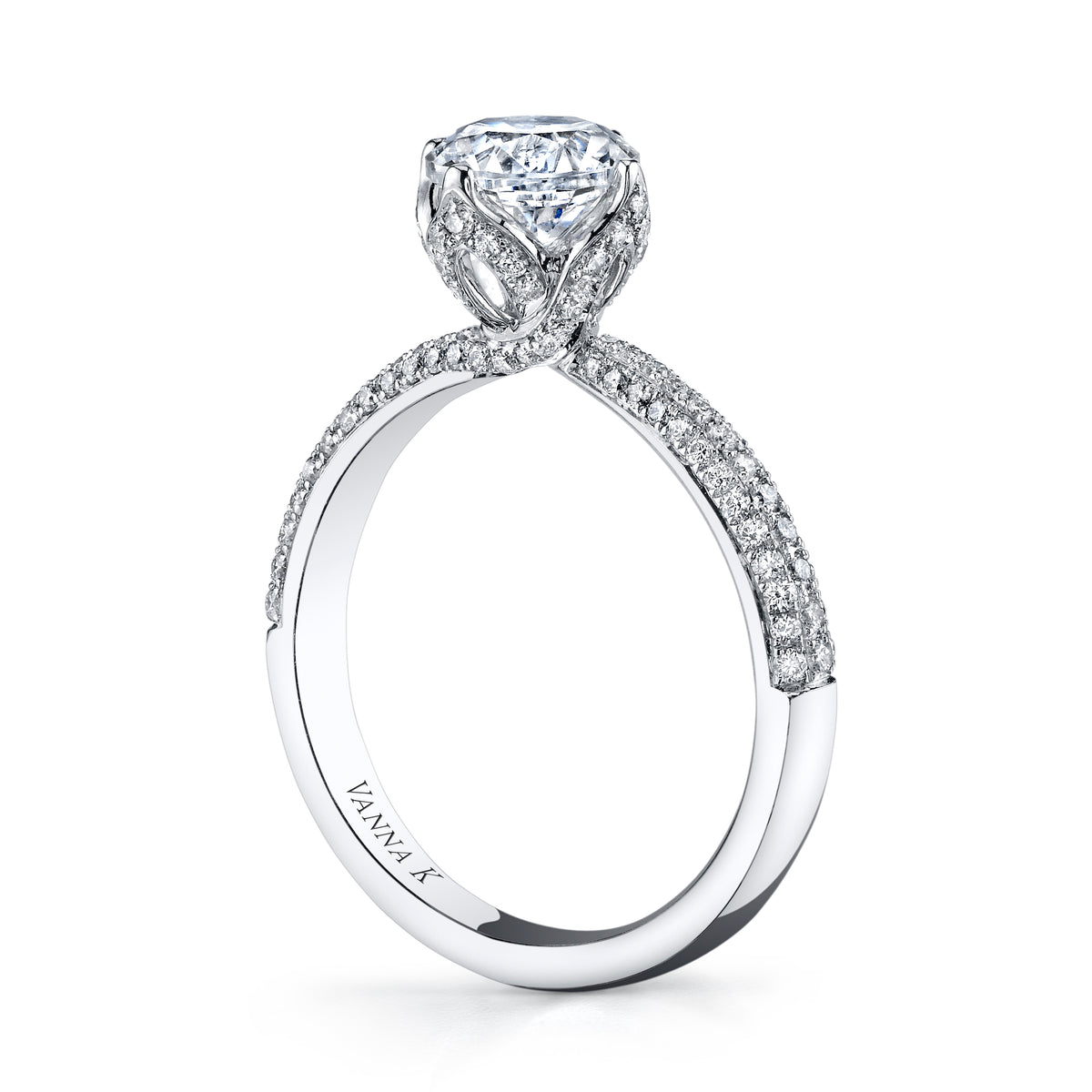 Vintage Inspired Diamond Pave Set Solea Ring Style 18RO5620DCZ