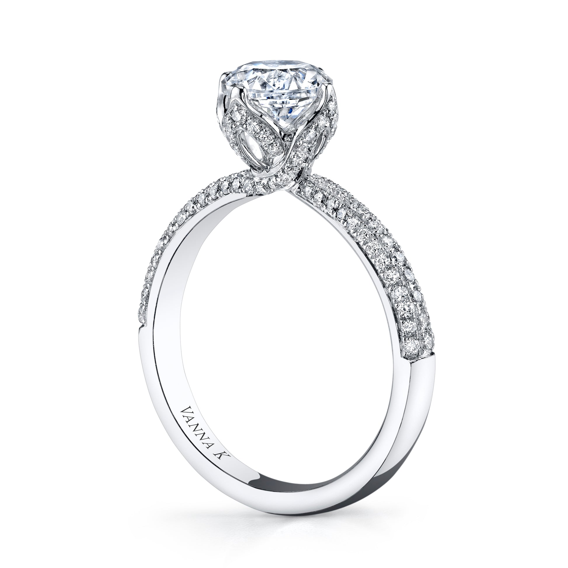 Vintage Inspired Diamond Pave Set Solea Ring Style 18RO5620DCZ