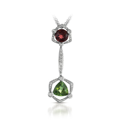 Gelato Color Gemstone and Diamond Necklace Style 18DNR79W