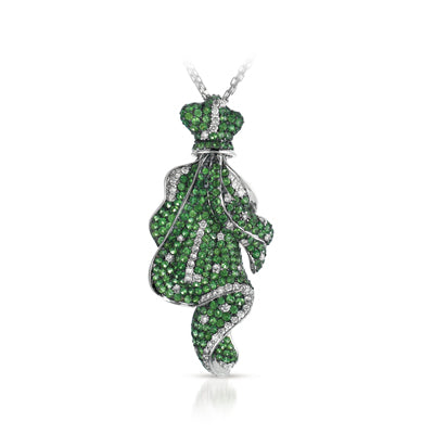 18K Green Tsavorite and  diamonds necklace 18DNR76W