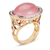 18K Rose gold fashion ring with diamonds and oval rose quartz 18RO892D
