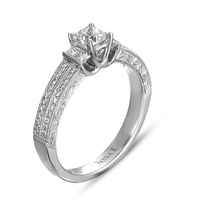 Hand Engraved Perfect Profile Diamond Ring Style 18RO7614DCZ