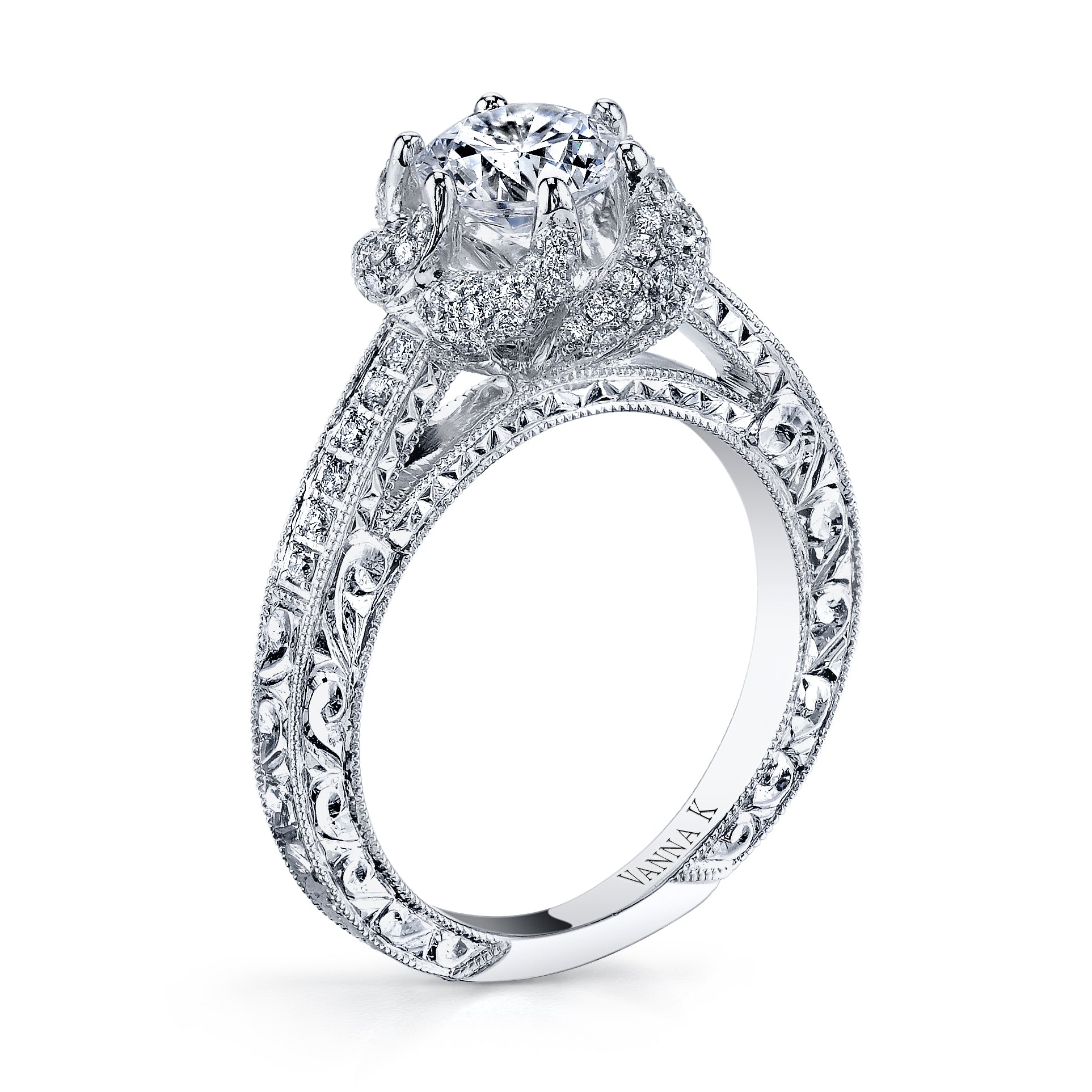 Hand Engraved Perfect Profile Diamond Ring Style 18RGL00238DCZ