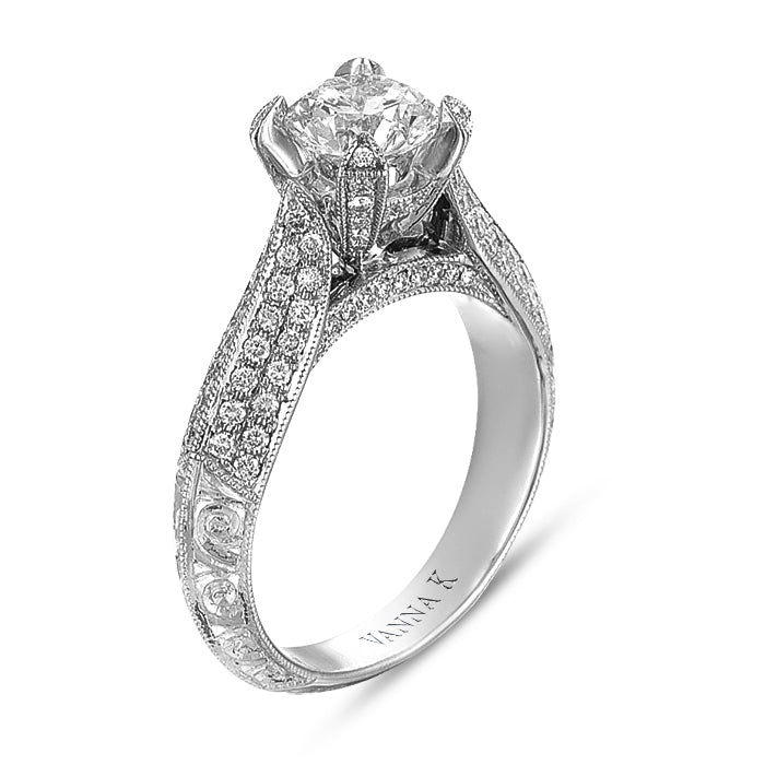 Hand Engraved Perfect Profile Diamond Ring Style 18RGL0227DCZ