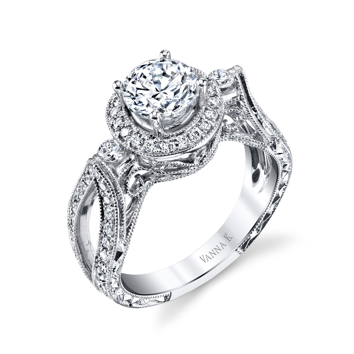 Hand Engraved Perfect Profile Diamond Ring Style 18RGL00205DCZ