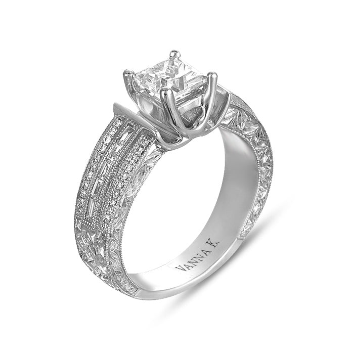 Hand Engraved Perfect Profile Diamond Ring Style 18RGL00192DCZ