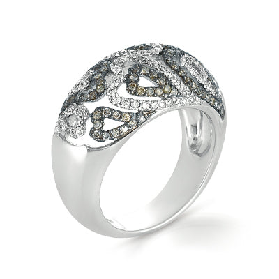 18K white gold hearts diamond fashion ring 18RO843D