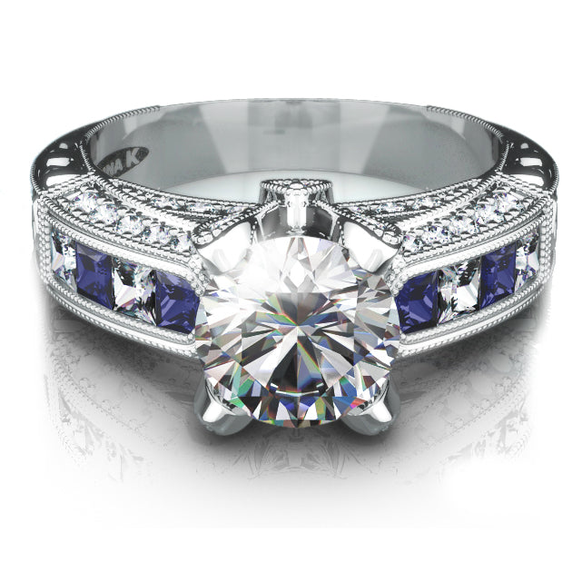 Hand Engraved Perfect Profile Diamond Ring Style 18RGL0073SDCZ