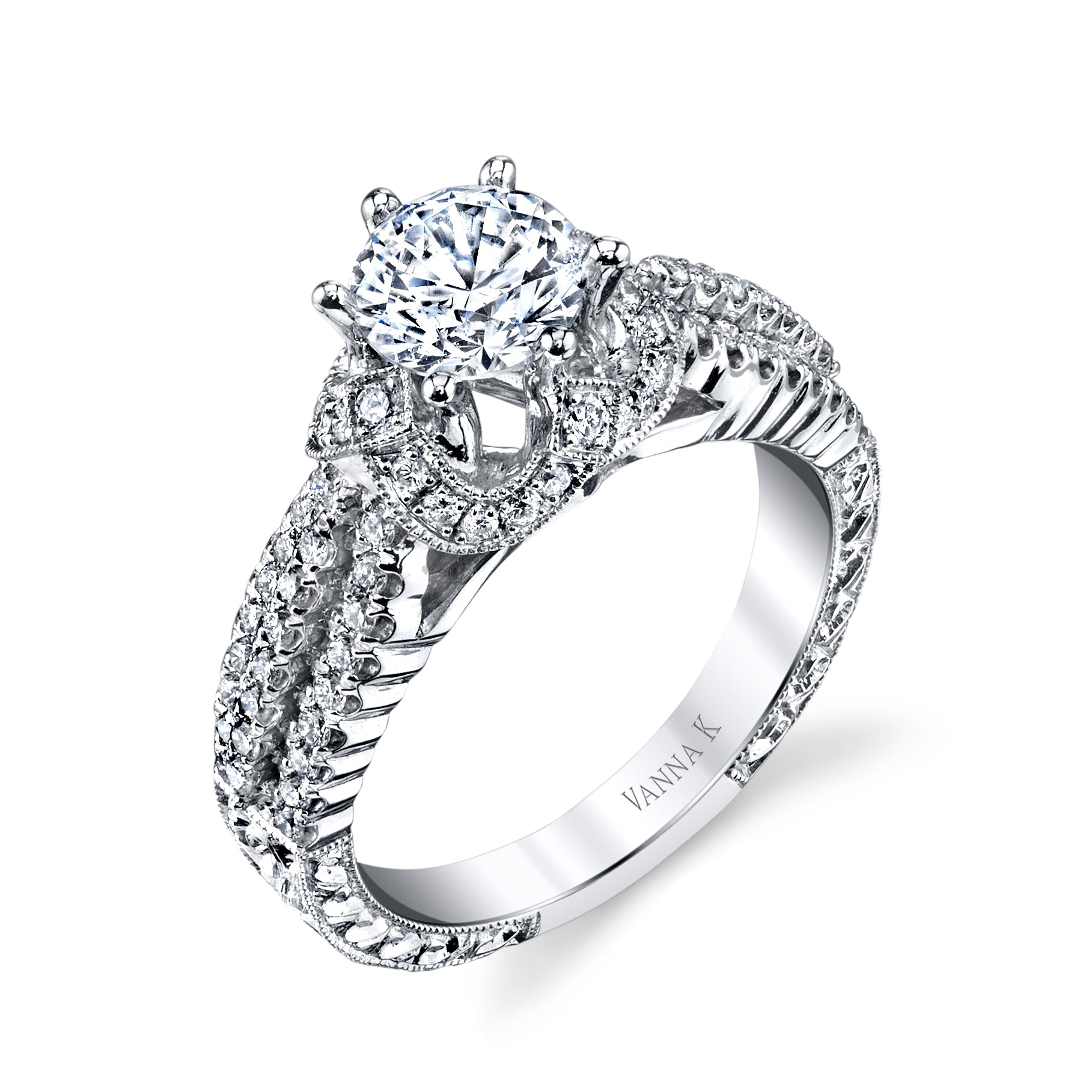 Hand Engraved Perfect Profile Diamond Ring Style 18RGL00270DCZ