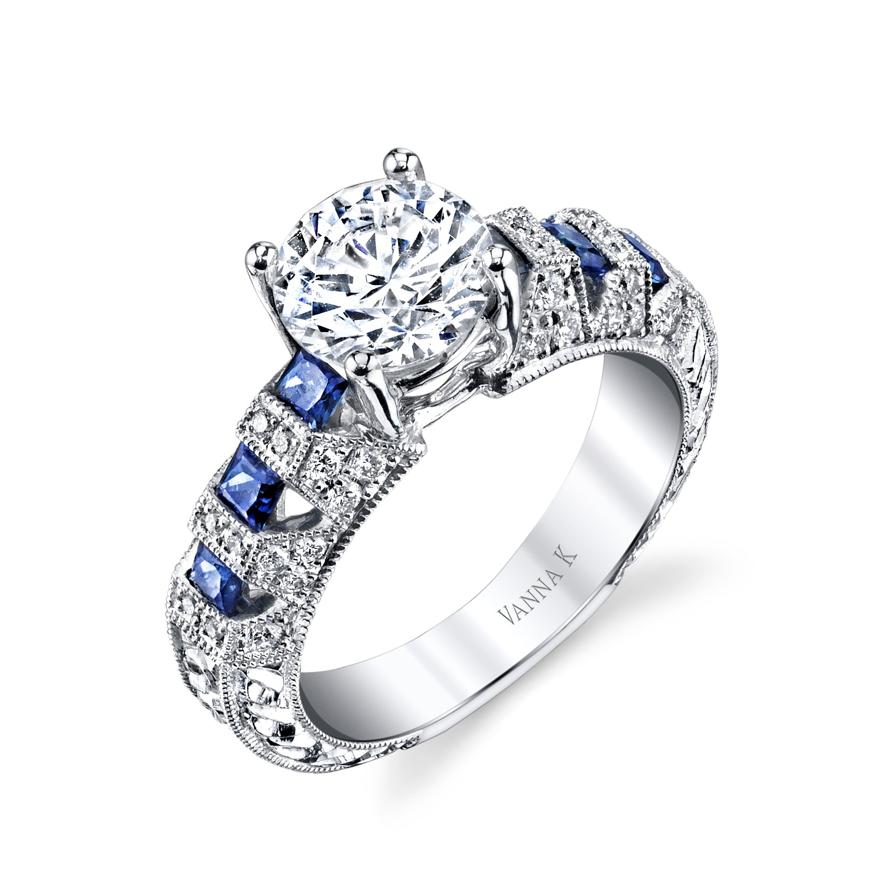 Hand Engraved Perfect Profile Diamond Ring Style 18RO20610TD