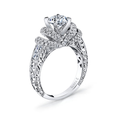 Hand Engraved Perfect Profile Diamond Ring Style 18RGL00188DCZ