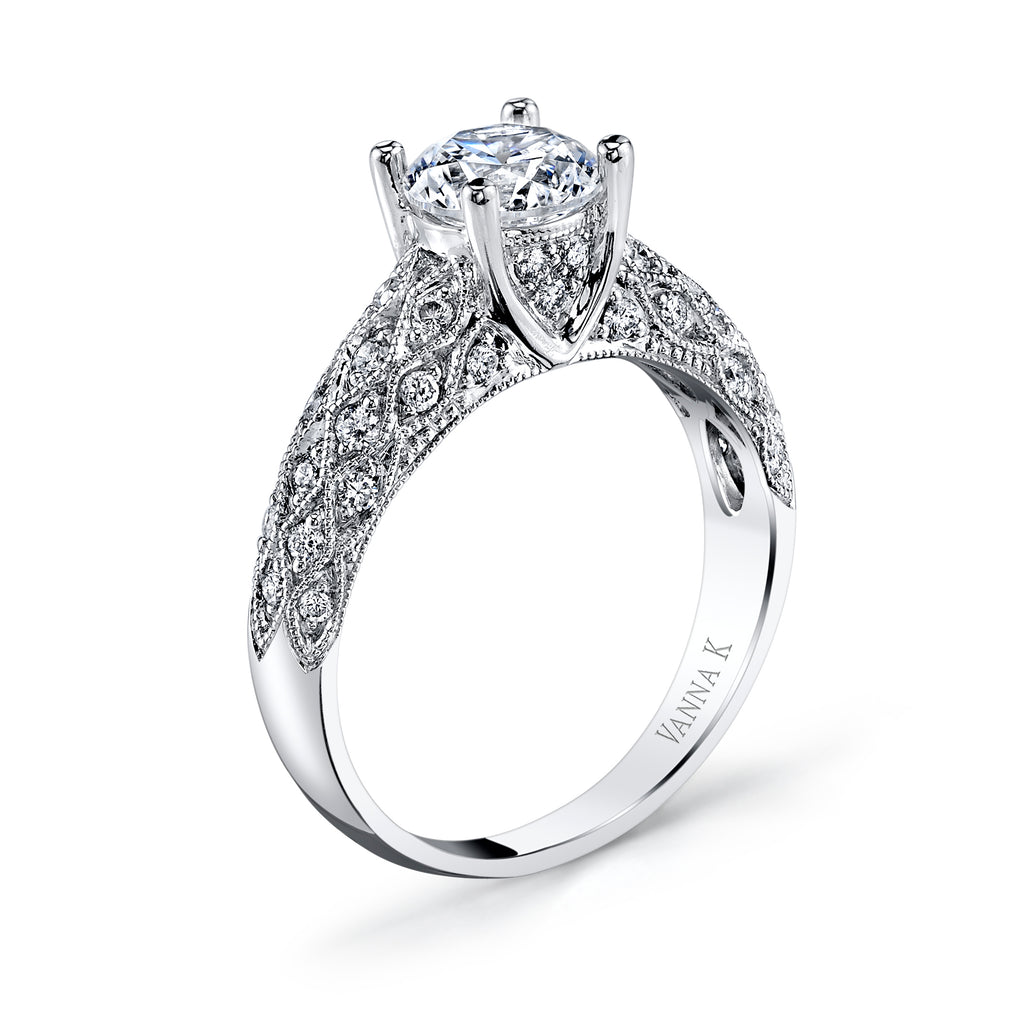 Vintage Inspired Diamond Pave Set Solea Ring Style 18RGL00254DCZ