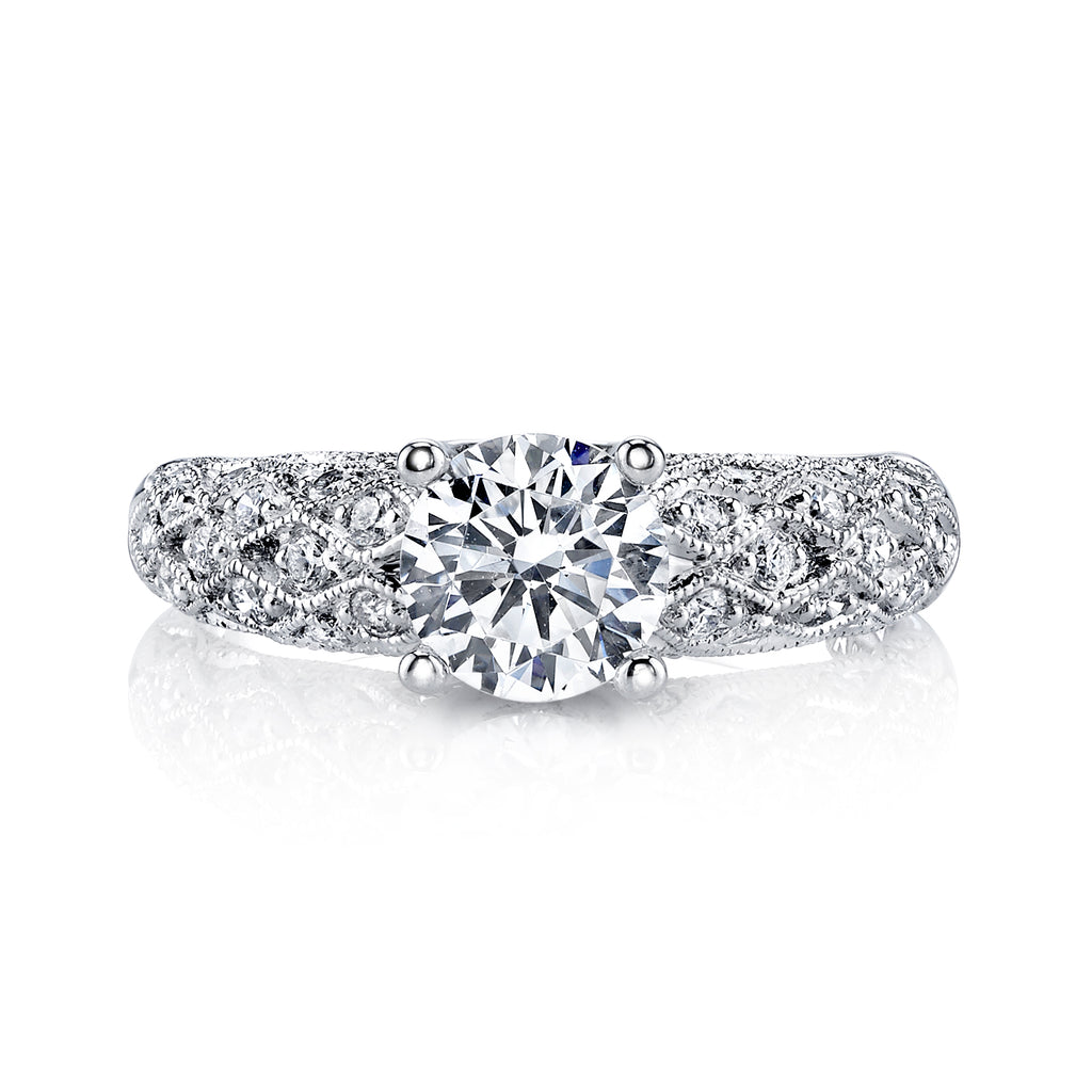 Vintage Inspired Diamond Pave Set Solea Ring Style 18RGL00254DCZ