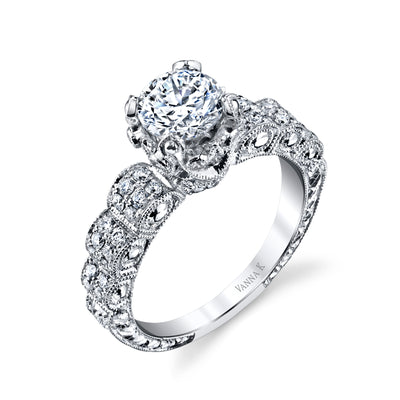 Hand Engraved Perfect Profile Diamond Ring Style 18RGL00274DCZ