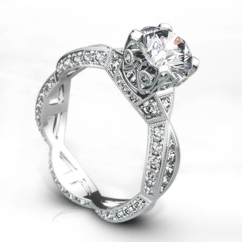 Vintage Inspired Diamond Pave Set Solea Ring Style 18RGL00295DCZ