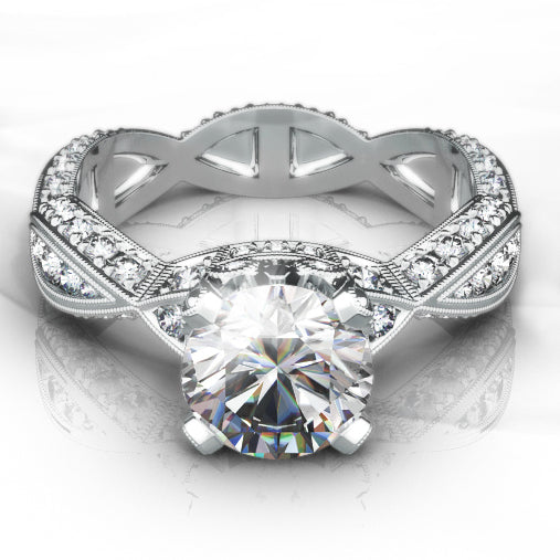 Vintage Inspired Diamond Pave Set Solea Ring Style 18RGL00295DCZ