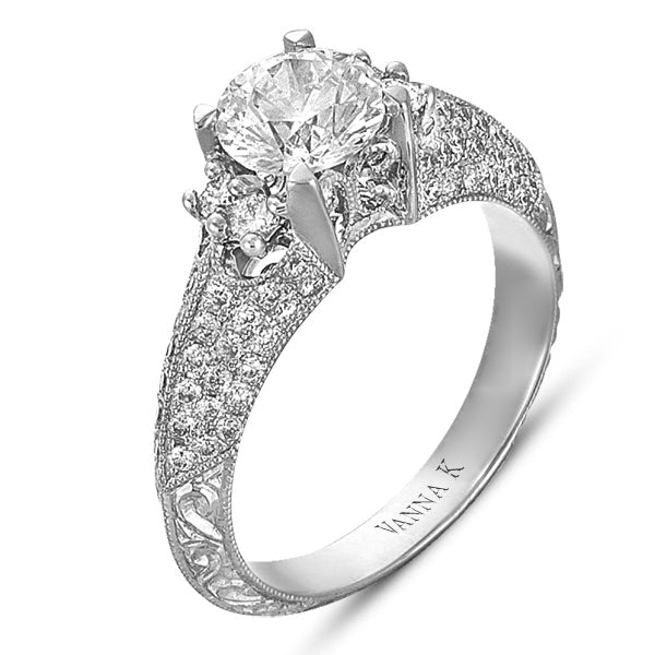 Hand Engraved Perfect Profile Diamond Ring Style 18RGL00303DCZ