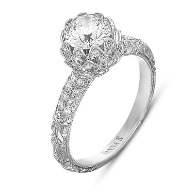 Hand Engraved Perfect Profile Diamond Ring Style 18RGL00311DCZ