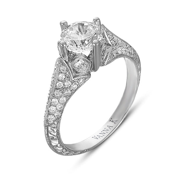 Hand Engraved Perfect Profile Diamond Ring Style 18RGL00363DCZ