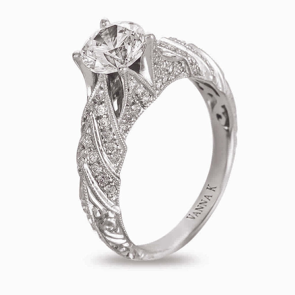 Hand Engraved Perfect Profile Diamond Ring Style 18RGL00382DCZ