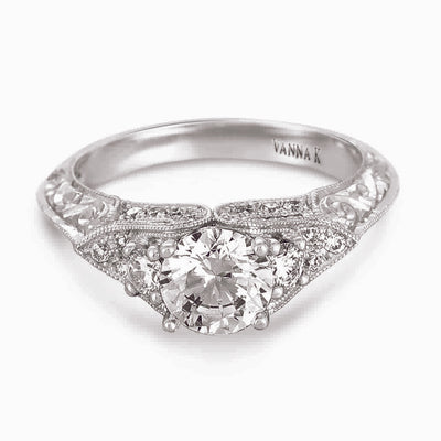 Hand Engraved Perfect Profile Diamond Ring Style 18RGL00386DCZ