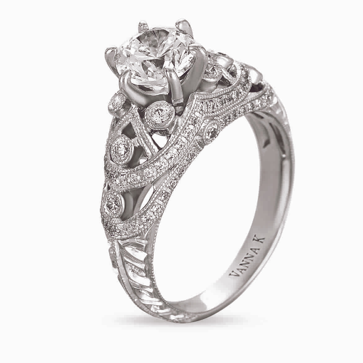Hand Engraved Perfect Profile Diamond Ring Style 18RGL00389DCZ