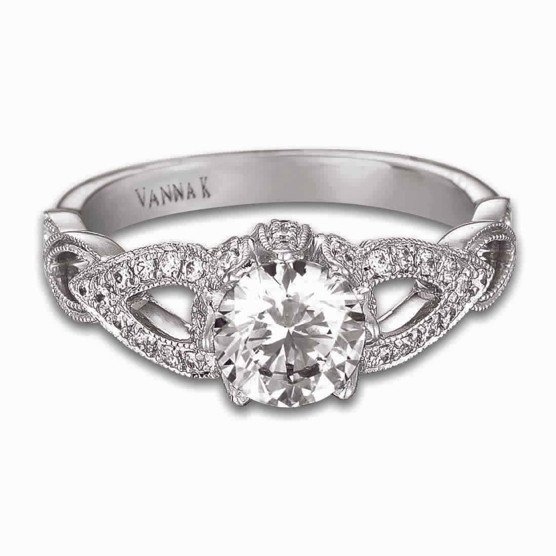 Vintage Inspired Diamond Pave Set Solea Ring Style 18RGL00417DCZ