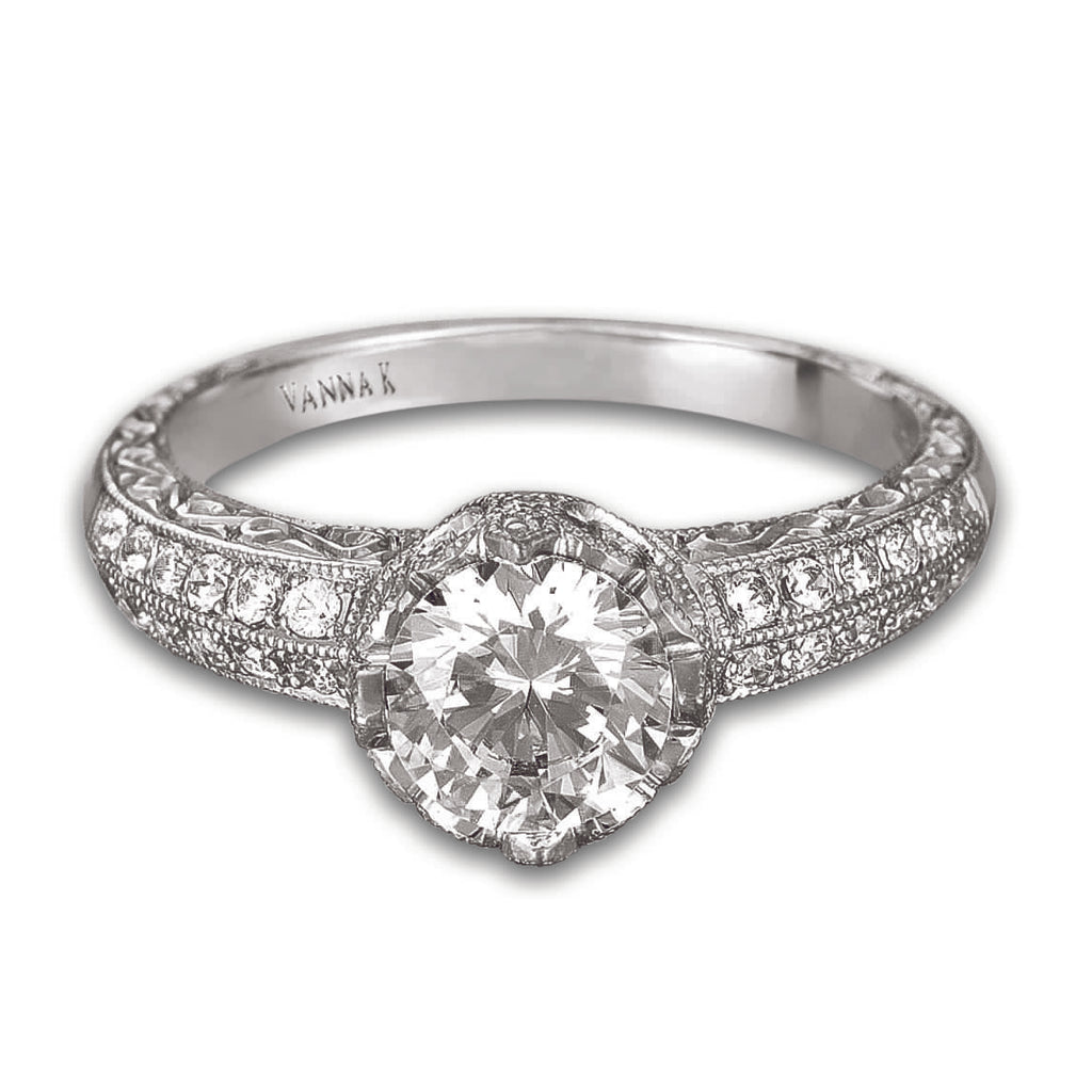 Hand Engraved Perfect Profile Diamond Ring Style 18RGL00306DCZ