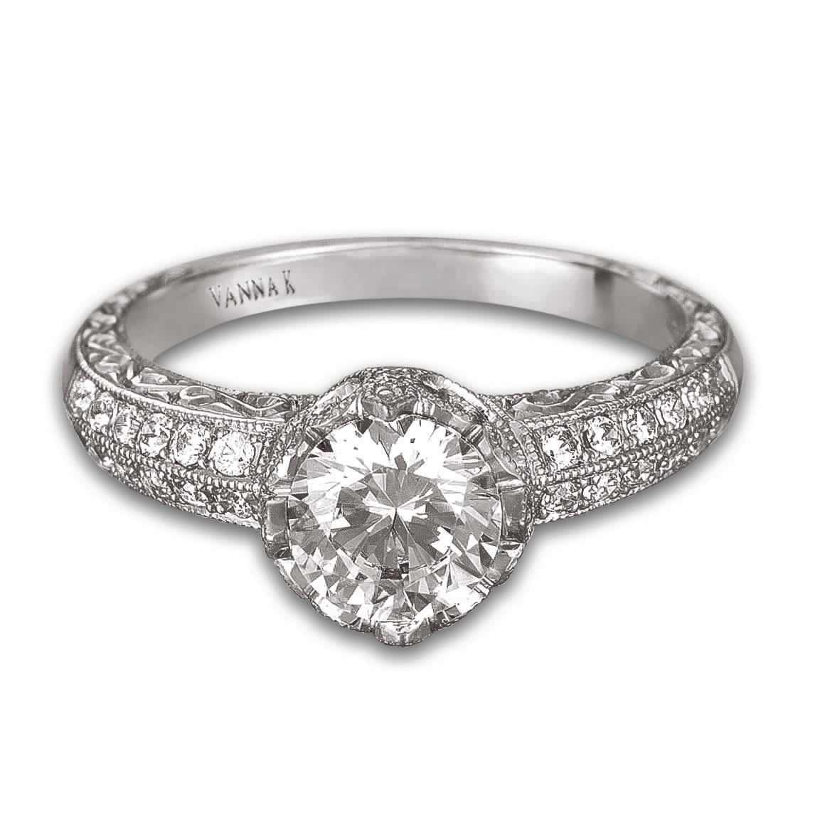 Hand Engraved Perfect Profile Diamond Ring Style 18RGL00306DCZ