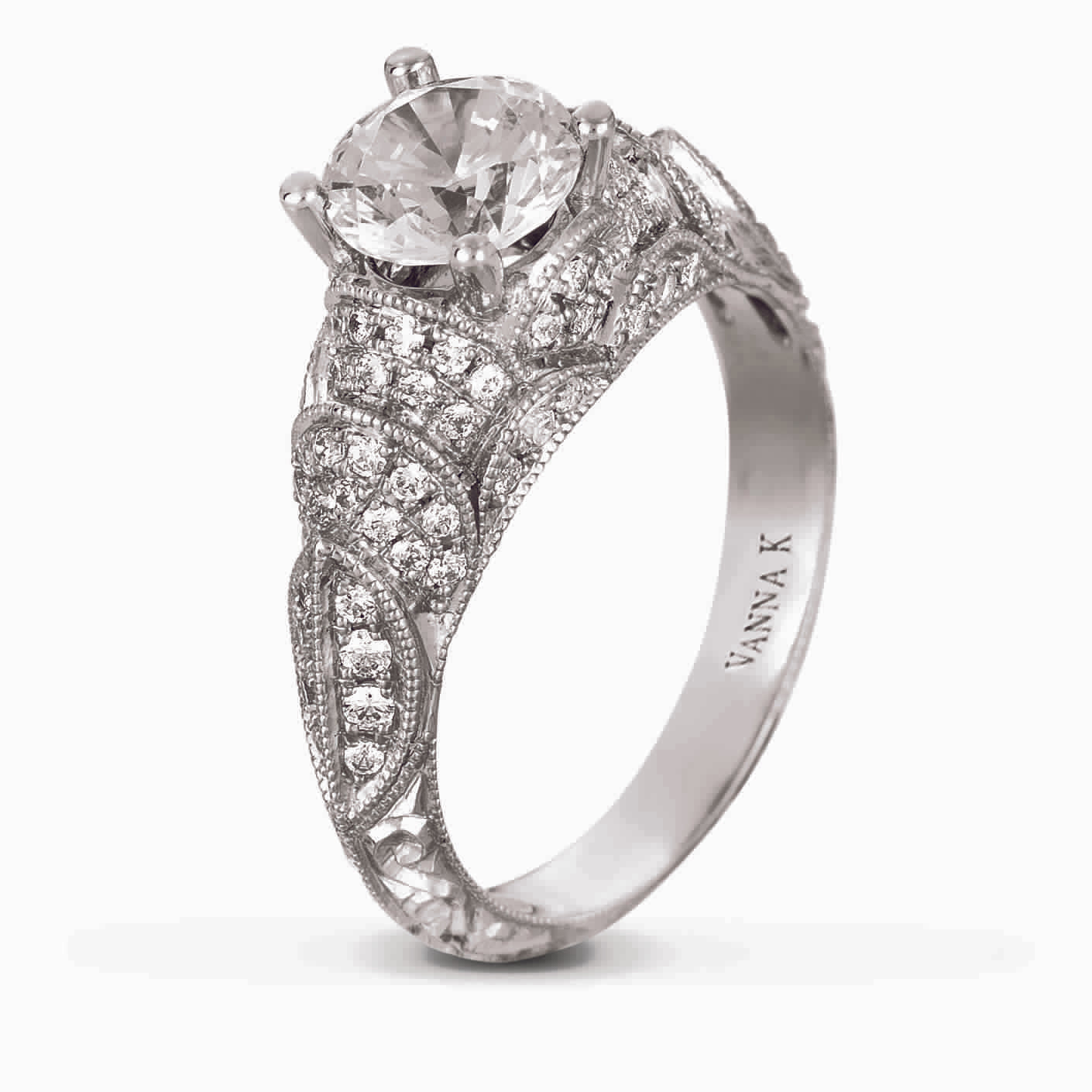 Hand Engraved Perfect Profile Diamond Ring Style 18RGL00408DCZ