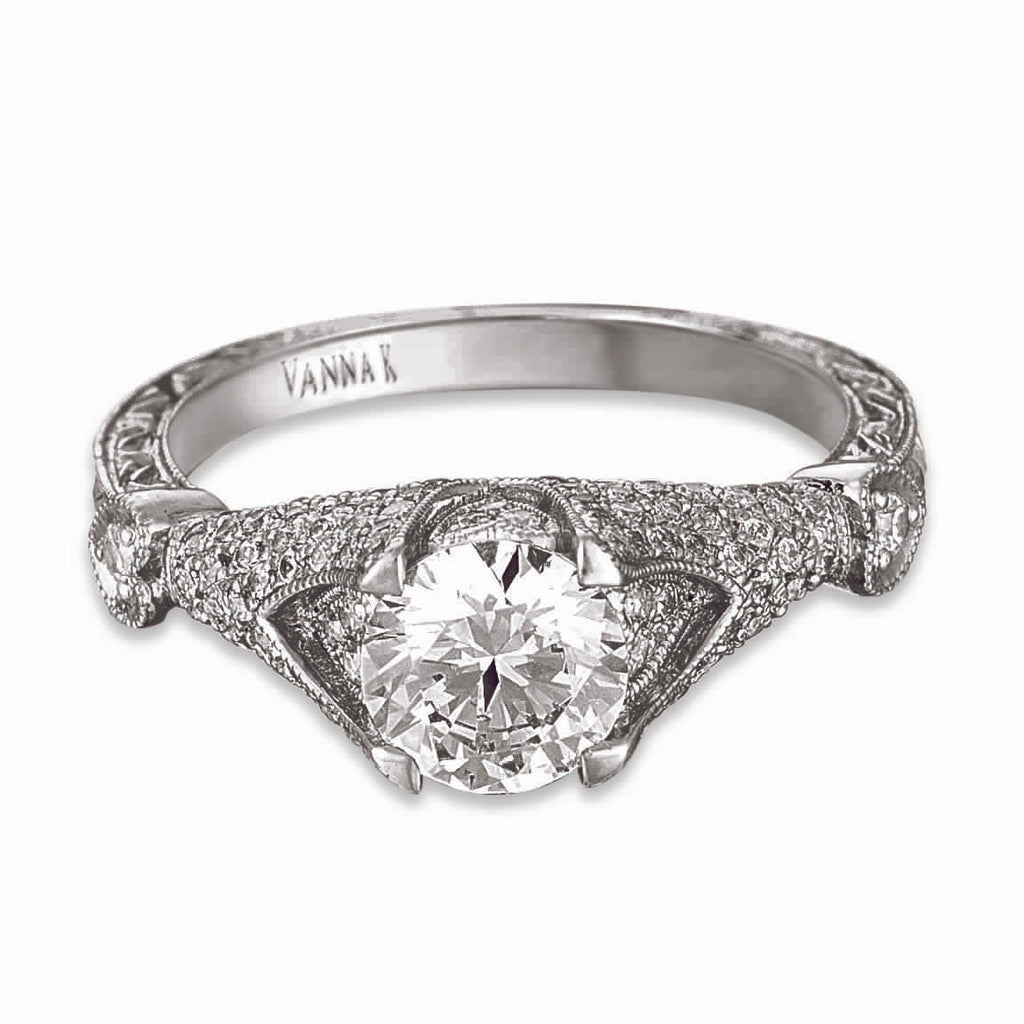 Hand Engraved Perfect Profile Diamond Ring Style 18RGL00381DCZ