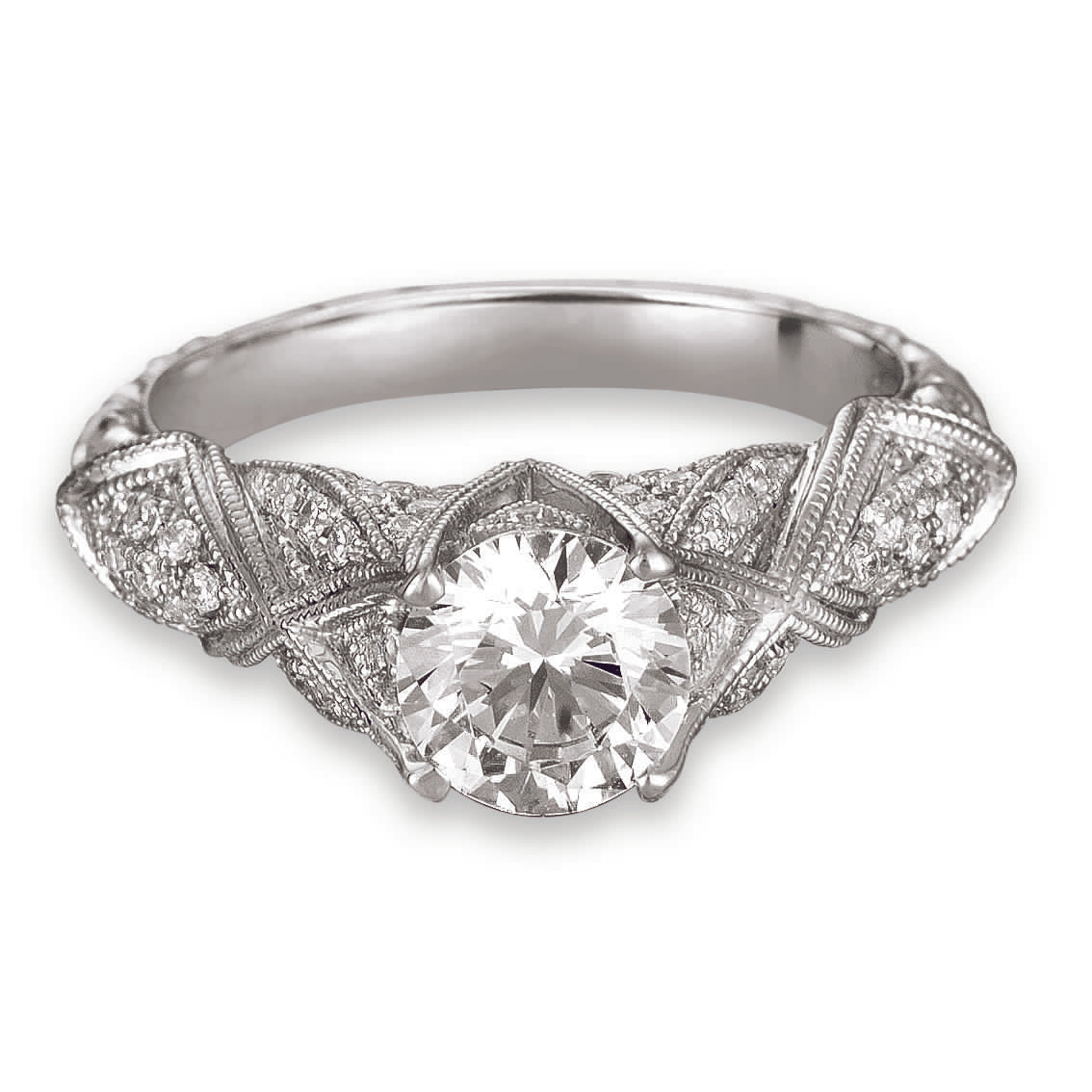 Hand Engraved Perfect Profile Diamond Ring Style 18RGL00409DCZ