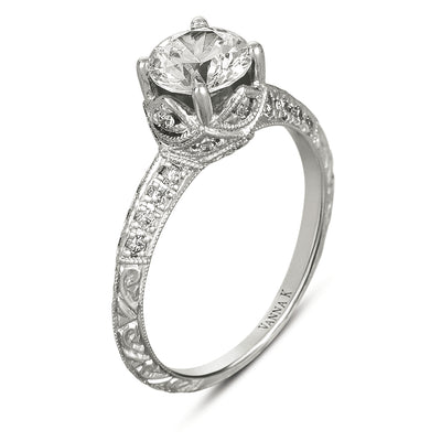 Hand Engraved Perfect Profile Diamond Ring Style 18RGL00413DCZ