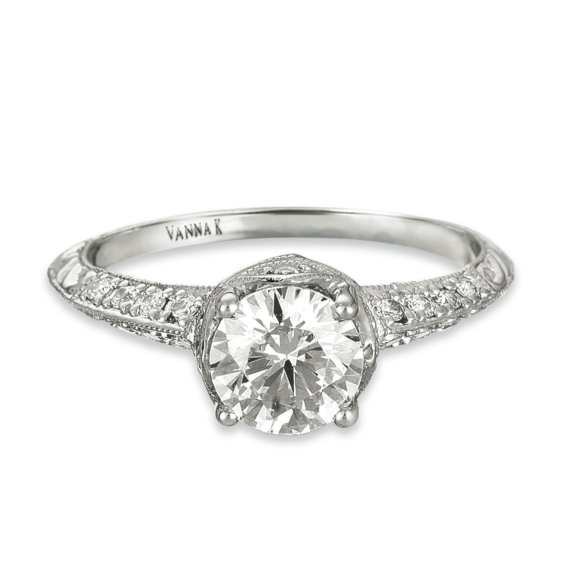 Hand Engraved Perfect Profile Diamond Ring Style 18RGL00413DCZ