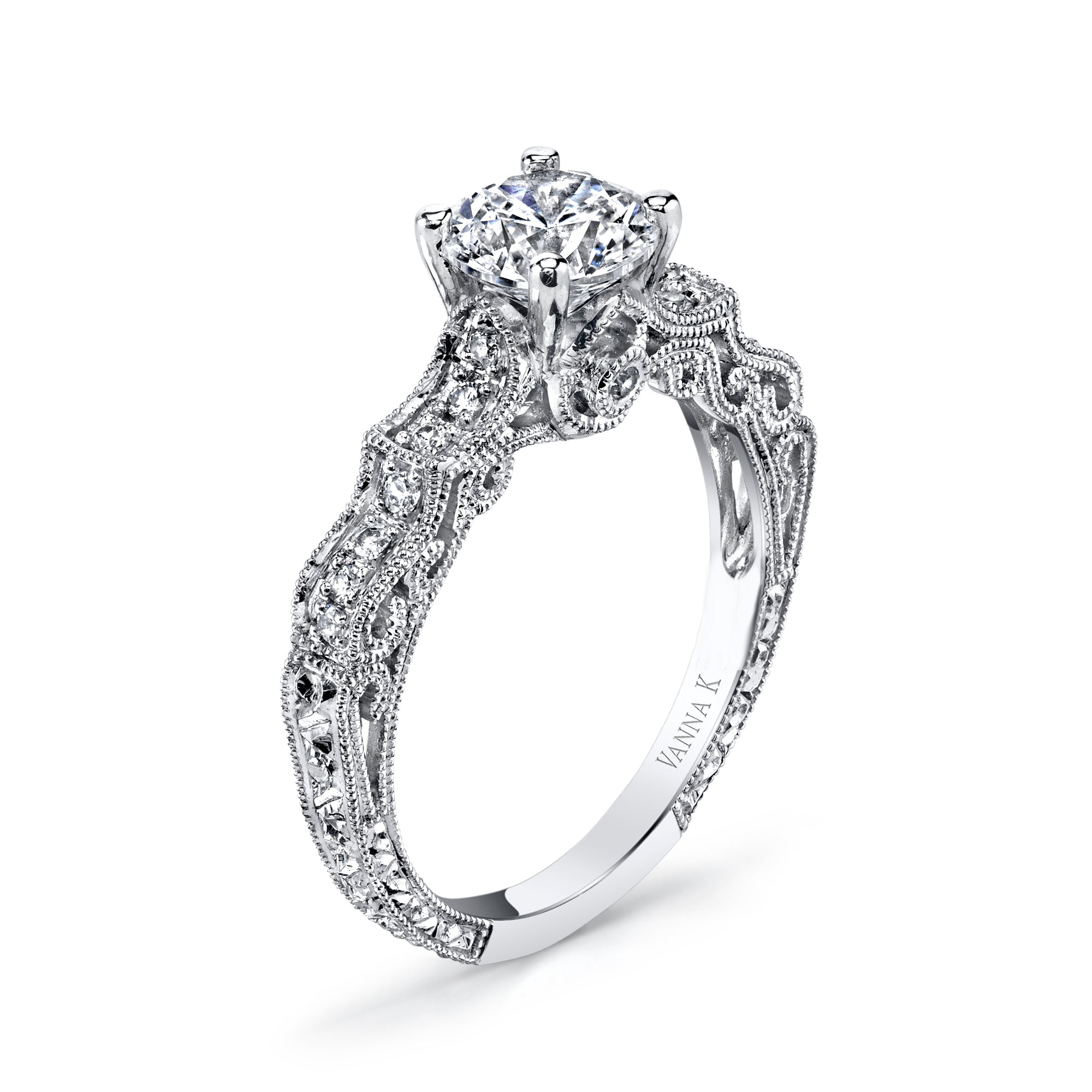 Hand Engraved Perfect Profile Diamond Ring Style 18RGL00442DCZ