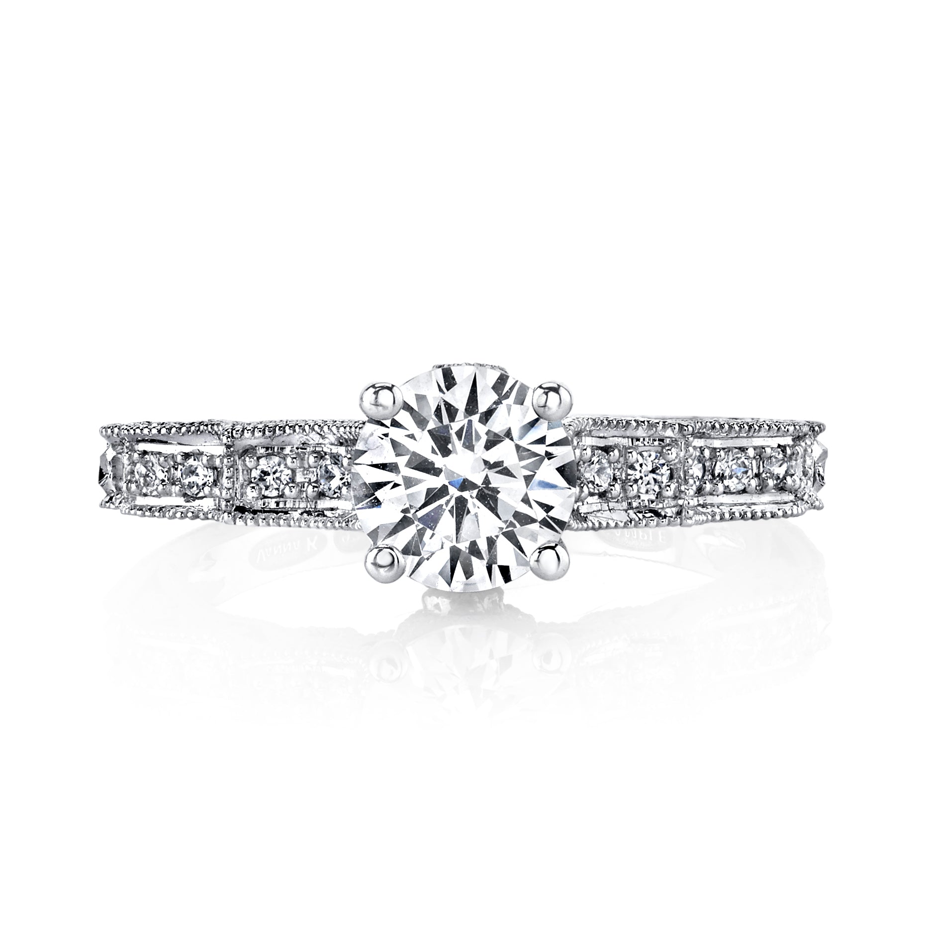 Hand Engraved Perfect Profile Diamond Ring Style 18RGL00442DCZ