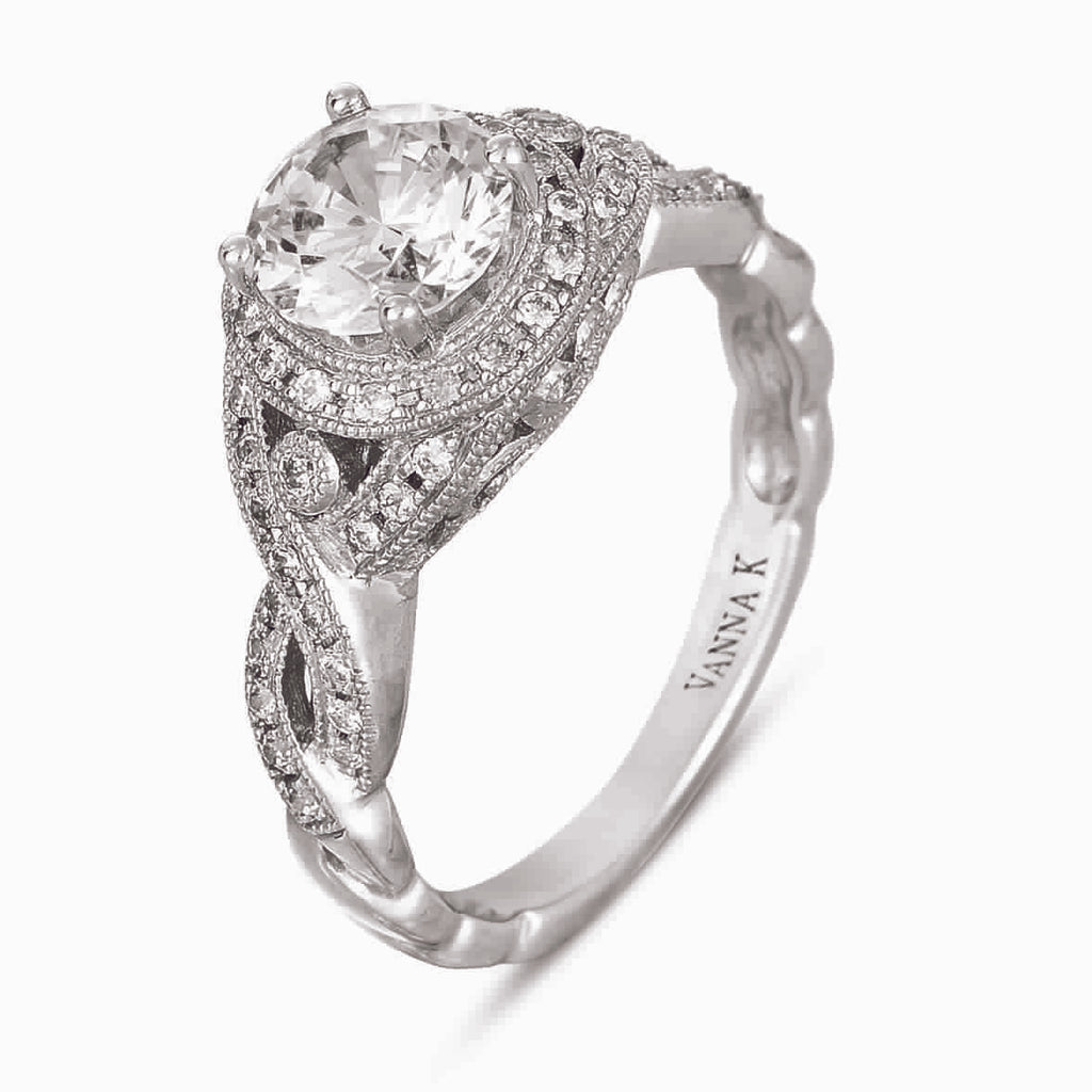 Vintage Inspired Diamond Pave Set Solea Ring Style  18RGL004411DCZ