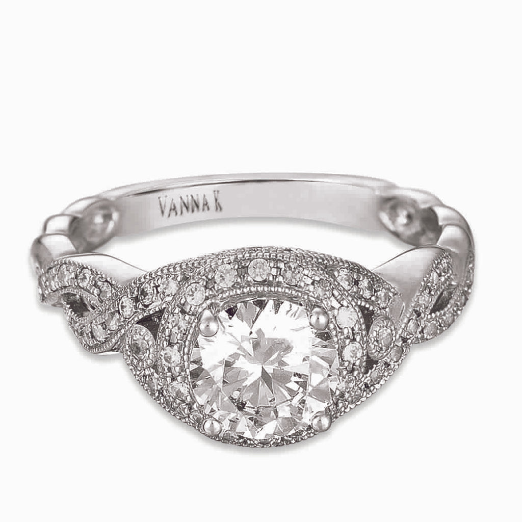 Vintage Inspired Diamond Pave Set Solea Ring Style  18RGL004411DCZ