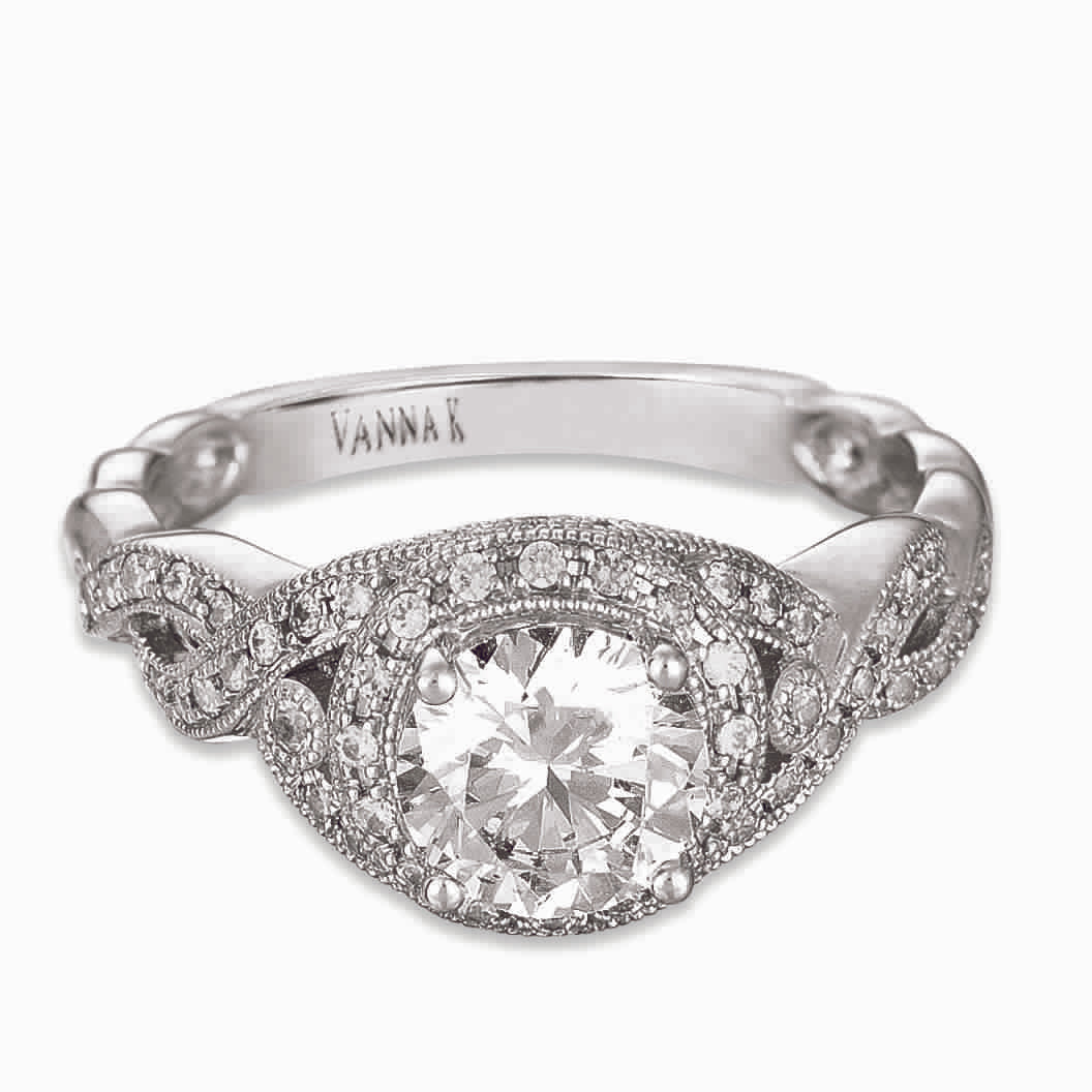 Vintage Inspired Diamond Pave Set Solea Ring Style  18RGL004411DCZ