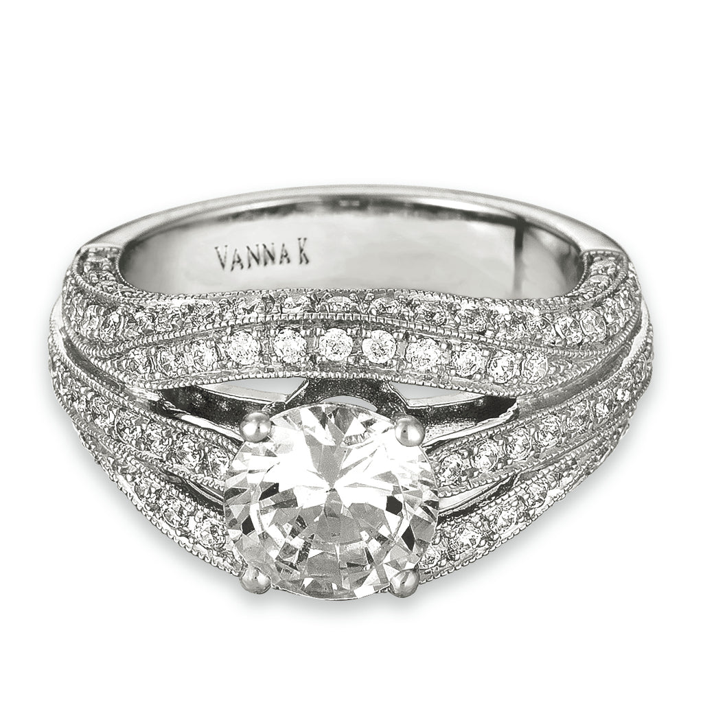 Vintage Inspired Diamond Pave Set Solea Ring Style 18RGL00208DCZ