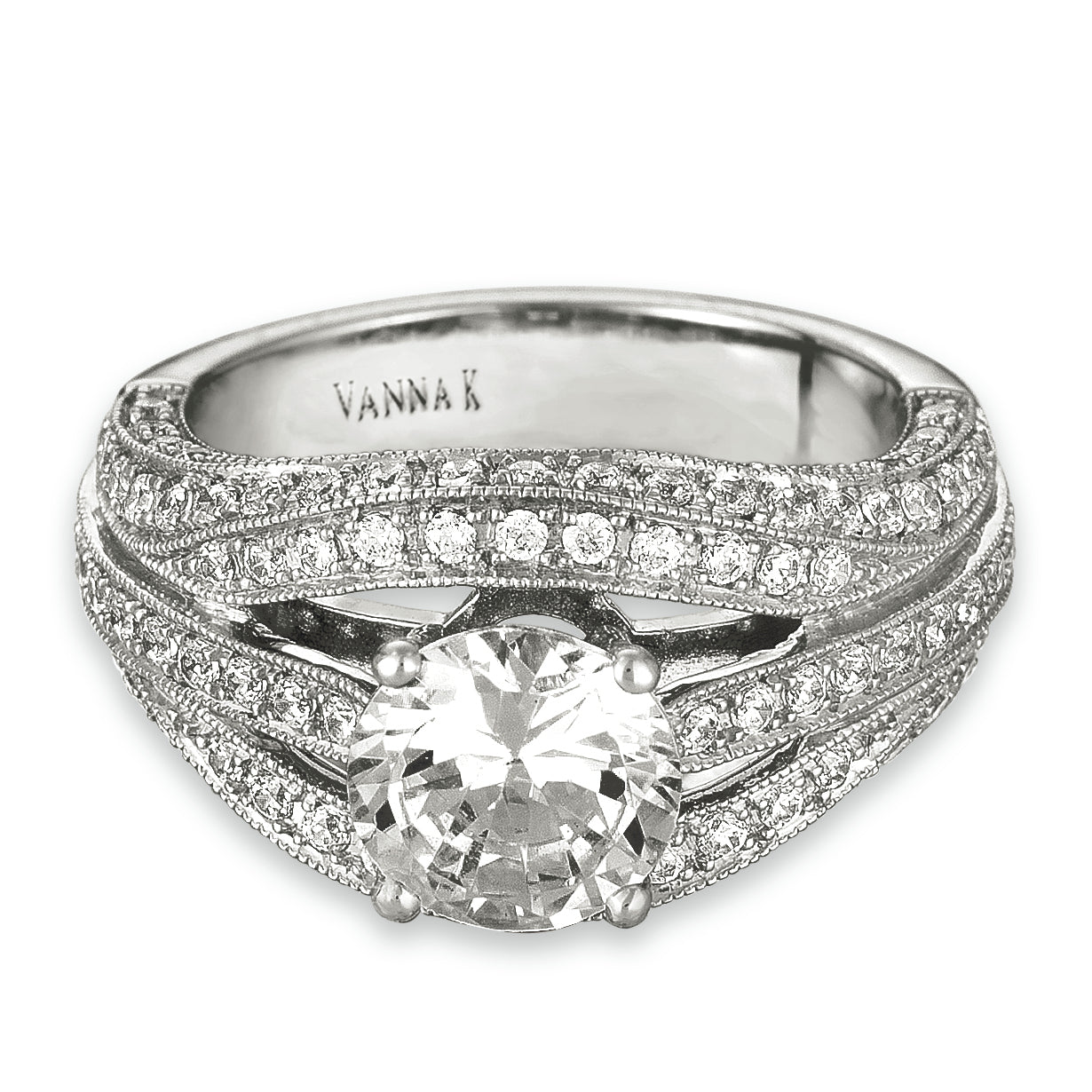 Vintage Inspired Diamond Pave Set Solea Ring Style 18RGL00208DCZ