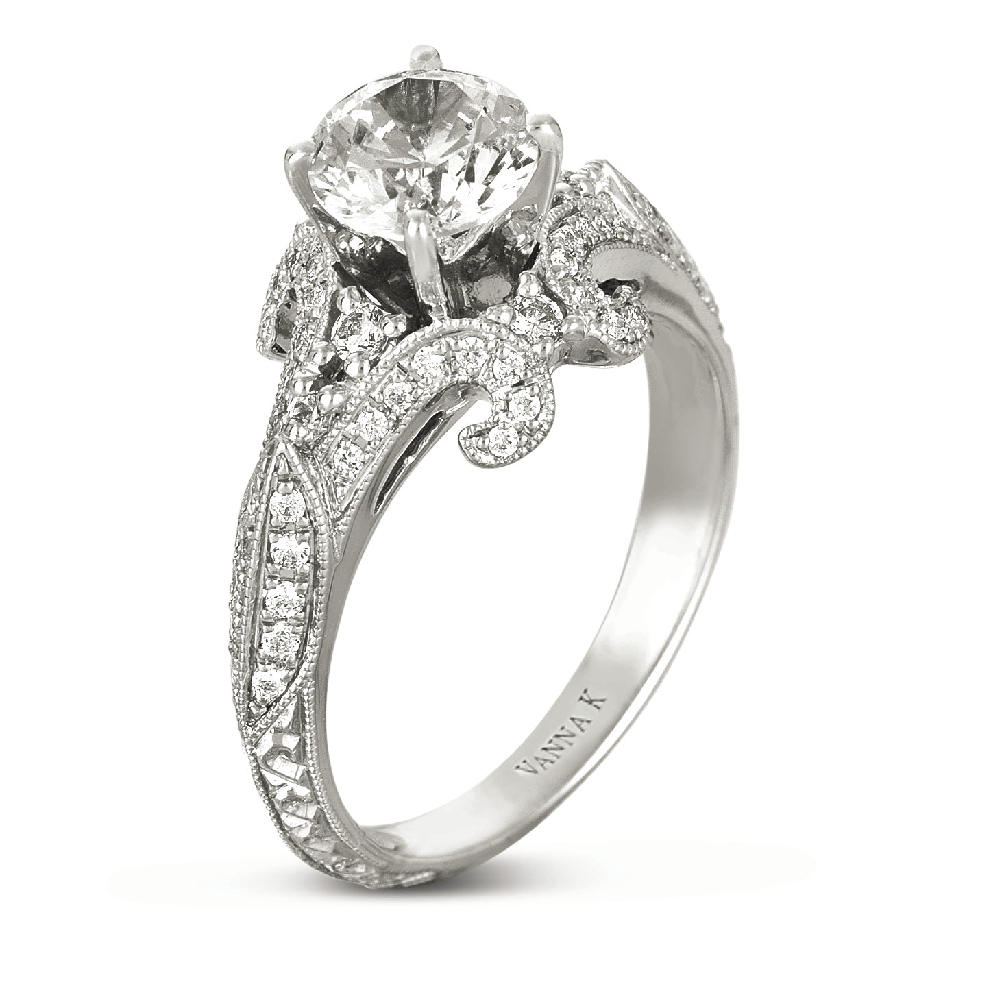 Hand Engraved Perfect Profile Diamond Ring Style 18RGL00392DCZ