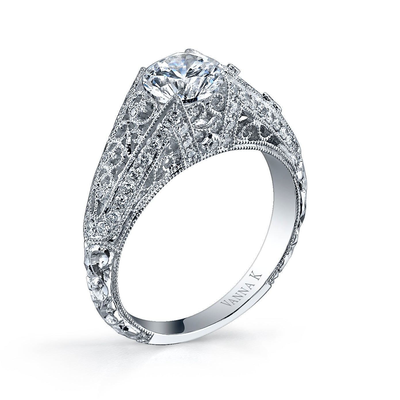 Hand Engraved Perfect Profile Diamond Ring Style 18RGL00314DCZ