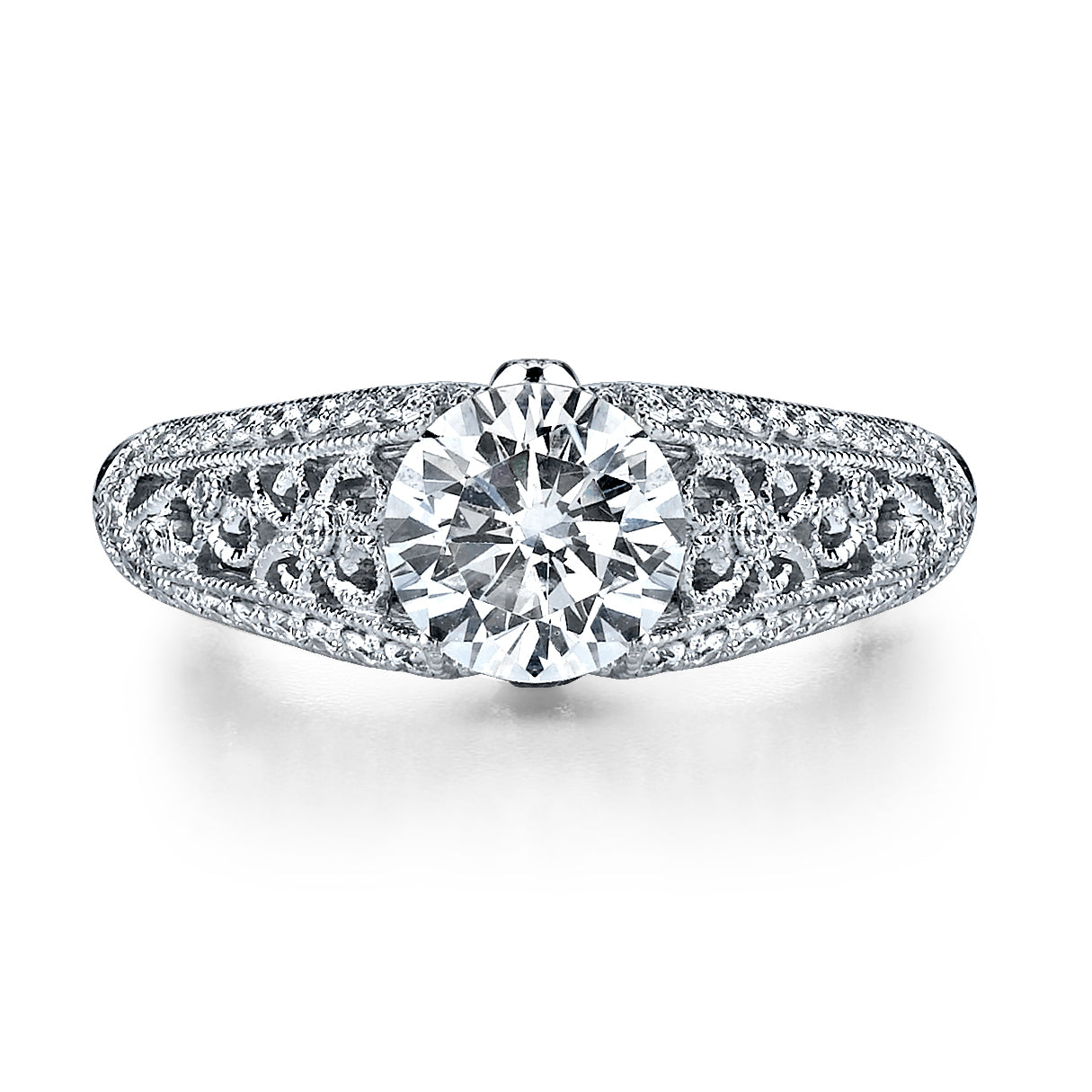 Hand Engraved Perfect Profile Diamond Ring Style 18RGL00314DCZ