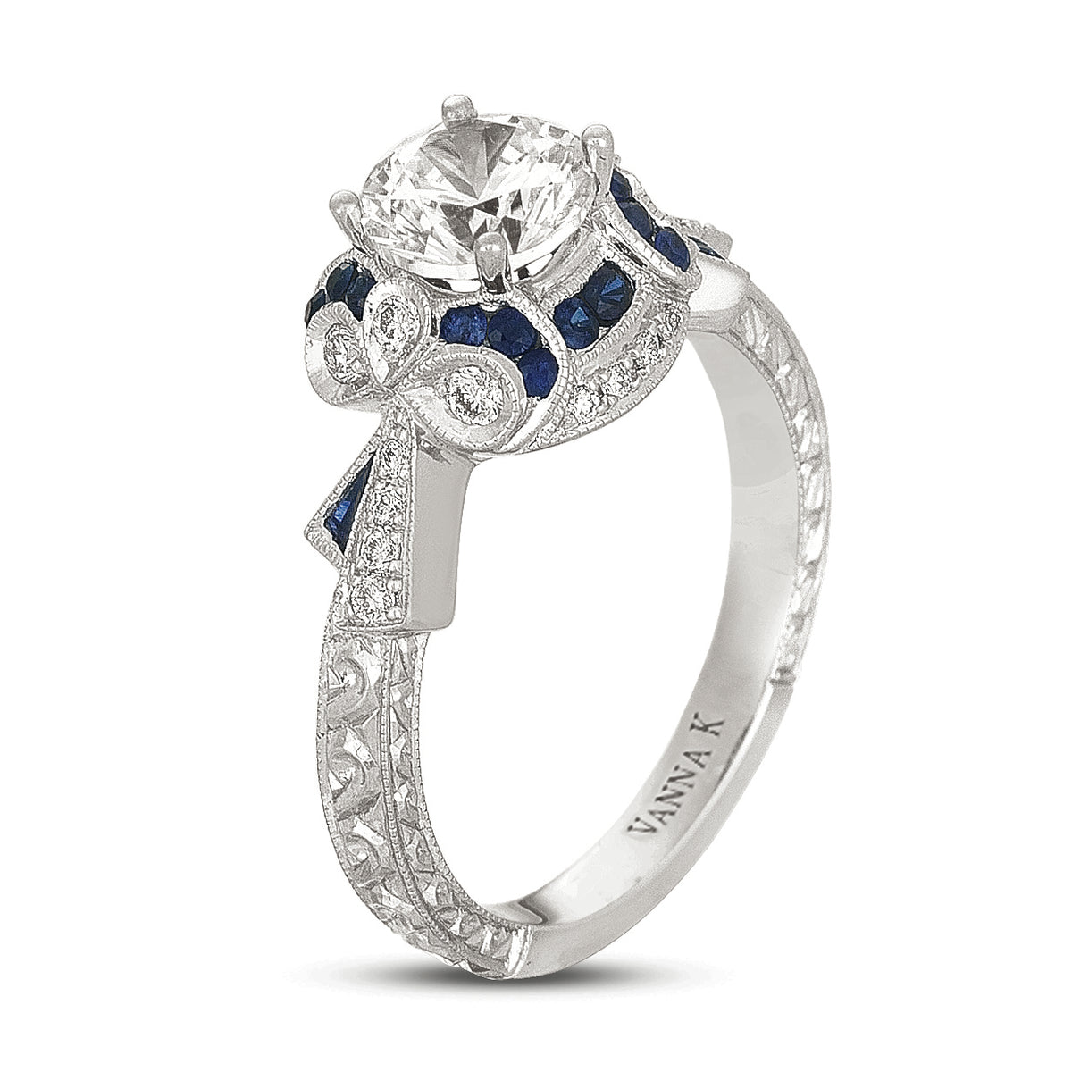 Hand Engraved Perfect Profile Diamond Ring Style 18RGL00342SDCZ
