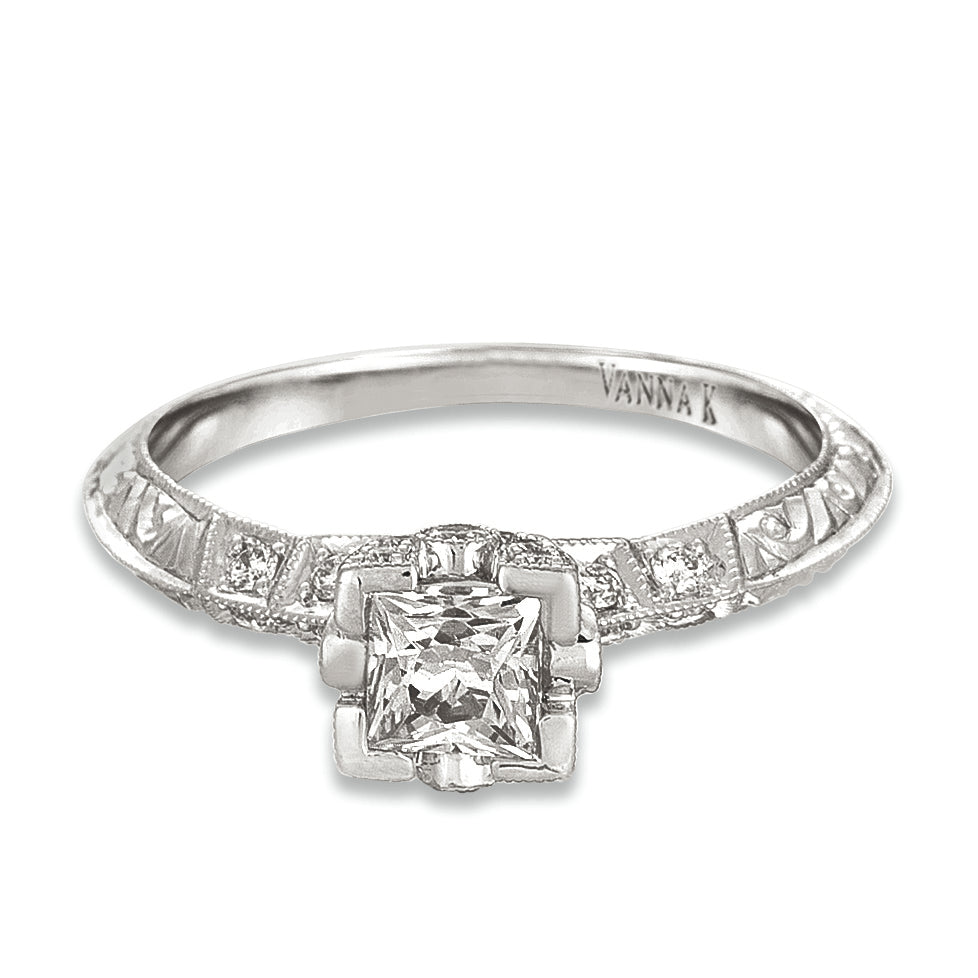 Hand Engraved Perfect Profile Diamond Ring Style 18RGL468DCZ