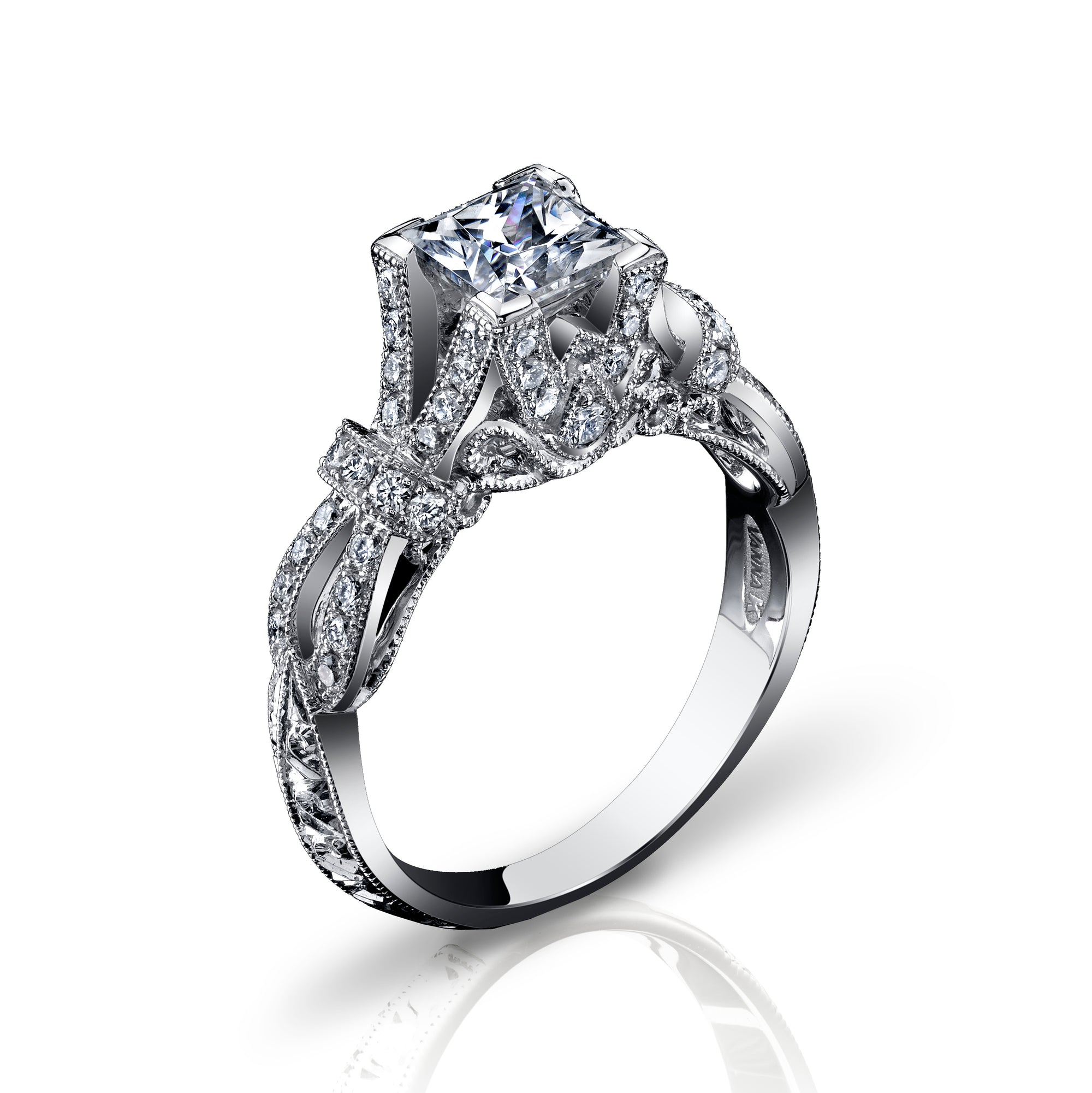 Hand Engraved Perfect Profile Diamond Ring Style 18RGL00507DCZ