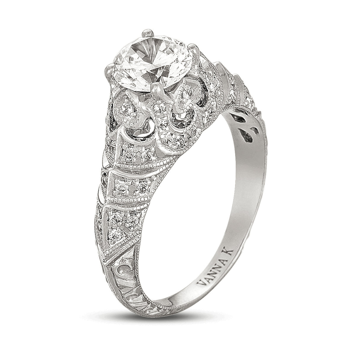 Hand Engraved Perfect Profile Diamond Ring Style 18RGL00515DCZ